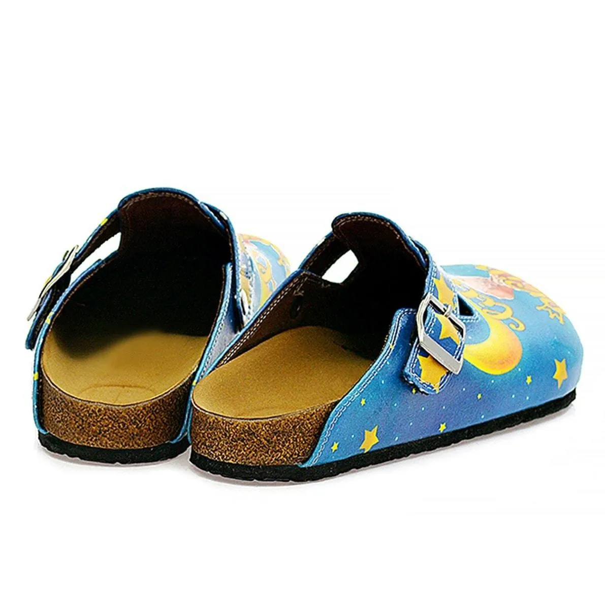 Blue and Yellow Colored, Moon and Star Patterned, Little Prince Patterned Clogs - WCAL324