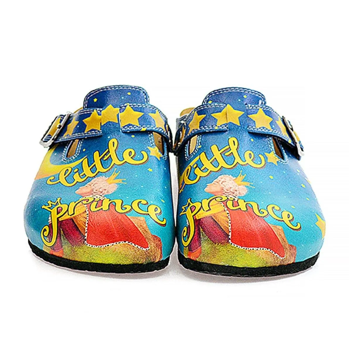 Blue and Yellow Colored, Moon and Star Patterned, Little Prince Patterned Clogs - WCAL324