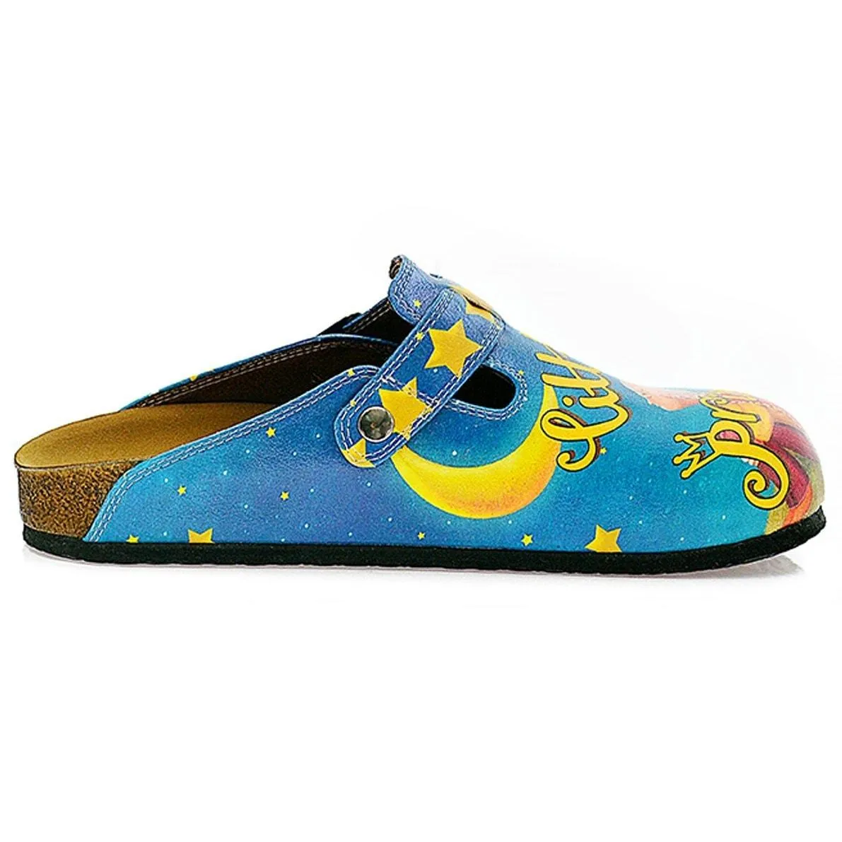 Blue and Yellow Colored, Moon and Star Patterned, Little Prince Patterned Clogs - WCAL324