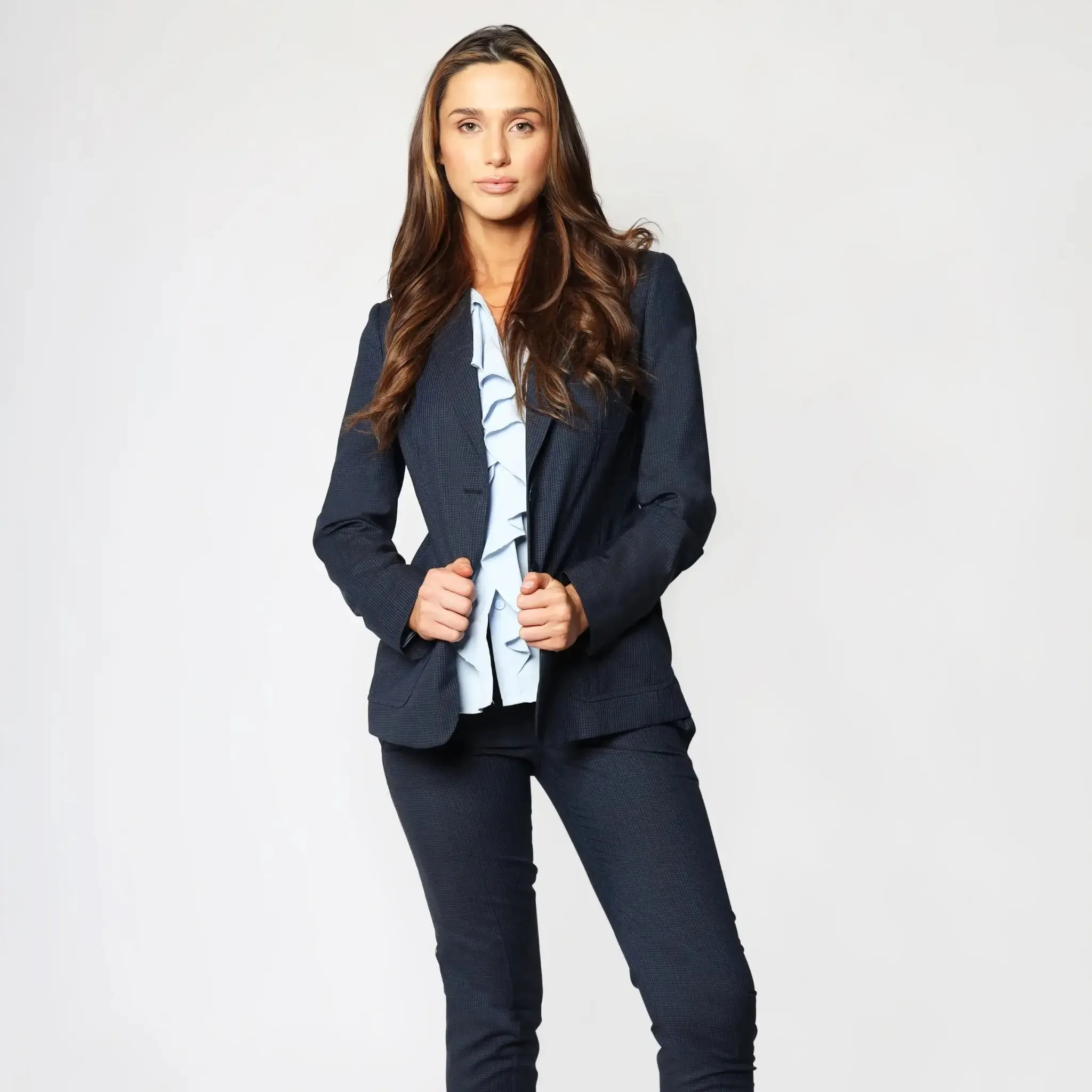 Blue Checked Italian Wool Women's Blazer