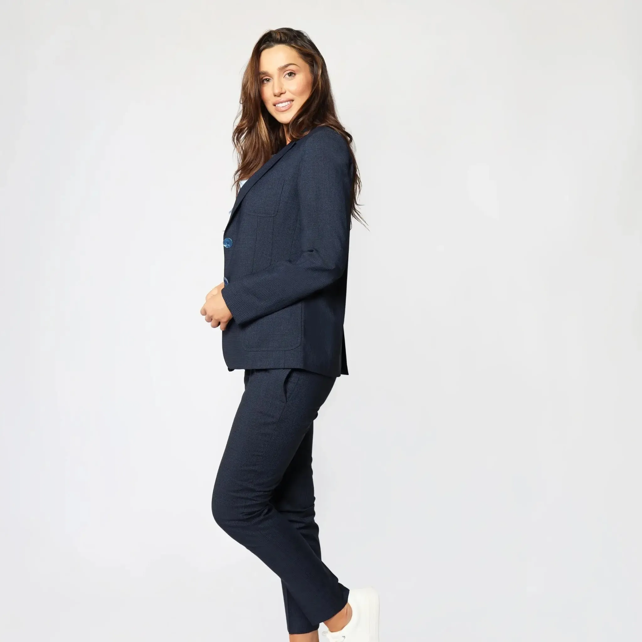 Blue Checked Italian Wool Women's Blazer