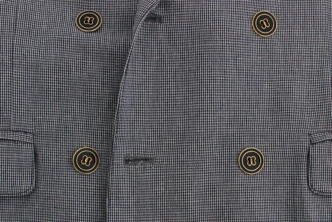Blue Double Breasted Regular Fit Blazer
