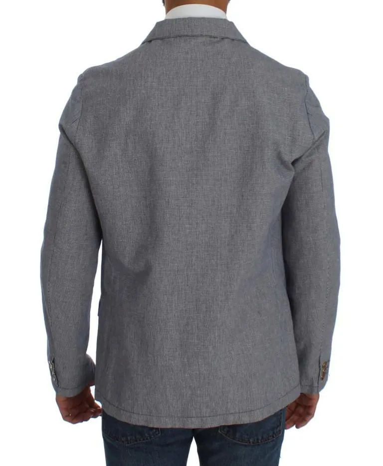 Blue Double Breasted Regular Fit Blazer
