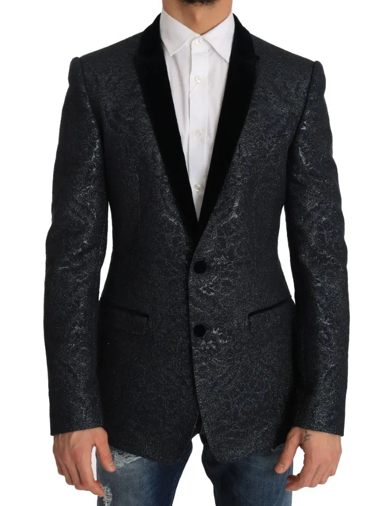 Blue GOLD Slim Fit Brocade Blazer Jacket