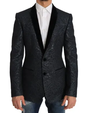 Blue GOLD Slim Fit Brocade Blazer Jacket