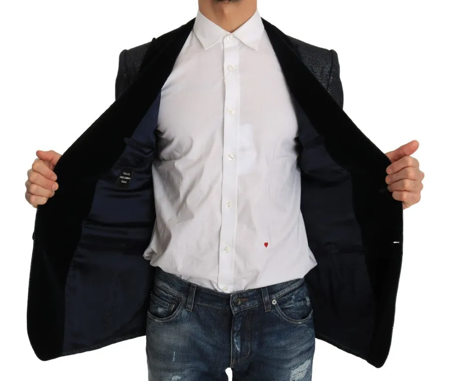 Blue GOLD Slim Fit Brocade Blazer Jacket