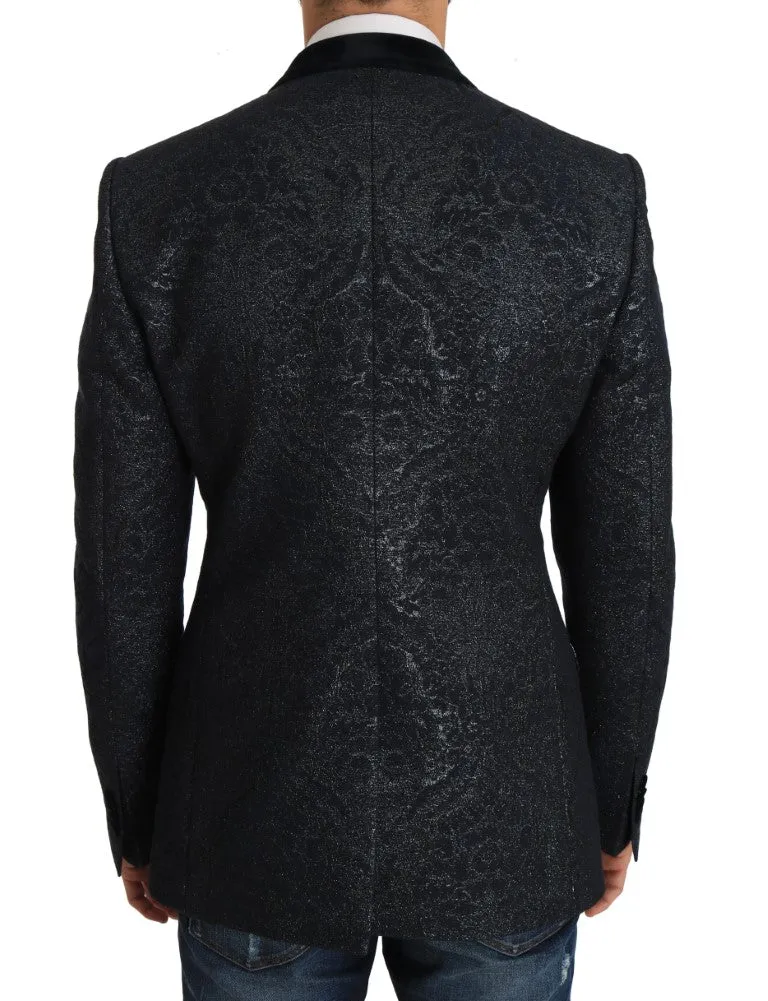 Blue GOLD Slim Fit Brocade Blazer Jacket