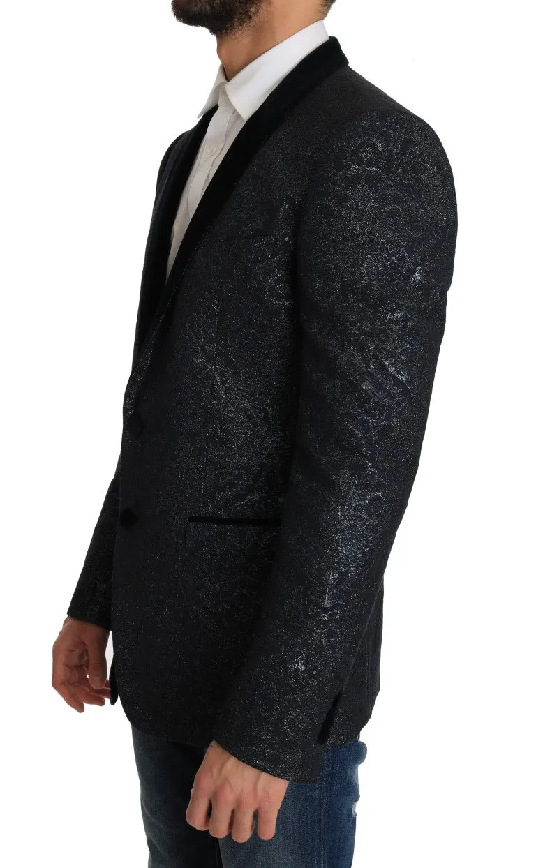 Blue GOLD Slim Fit Brocade Blazer Jacket