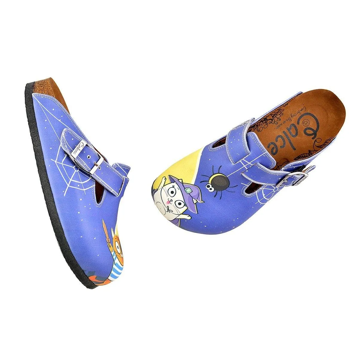 Blue Moon Light and Naughty Cat Patterned Clogs - WCAL352