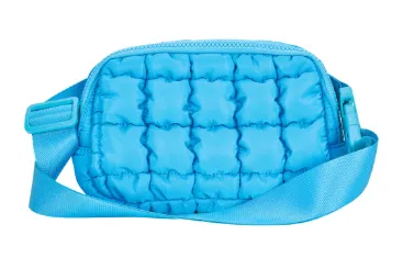 Blue Quilted Belt Bag