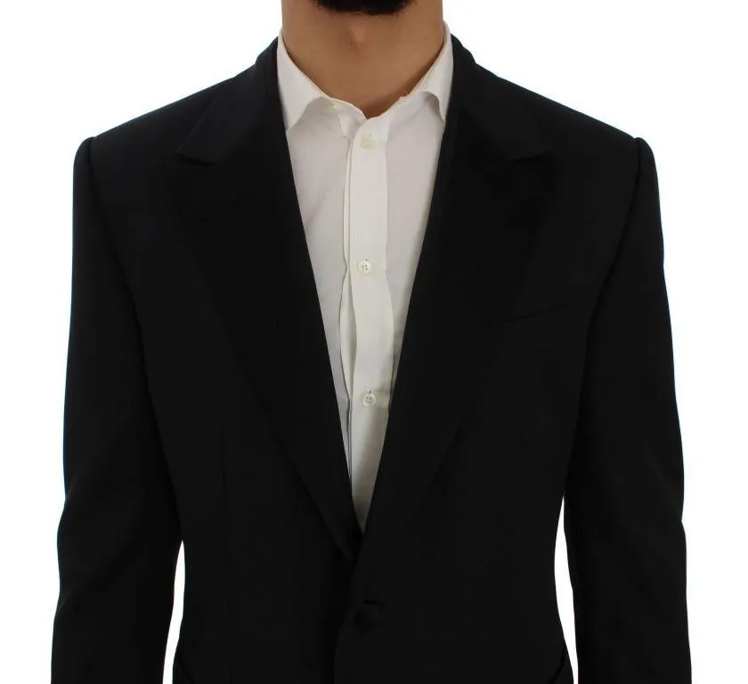 Blue Wool Silk Slim Fit Blazer Jacket