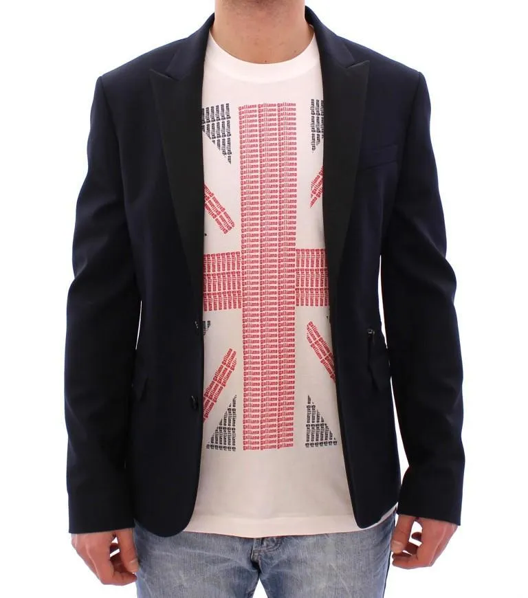 Blue wool two button blazer