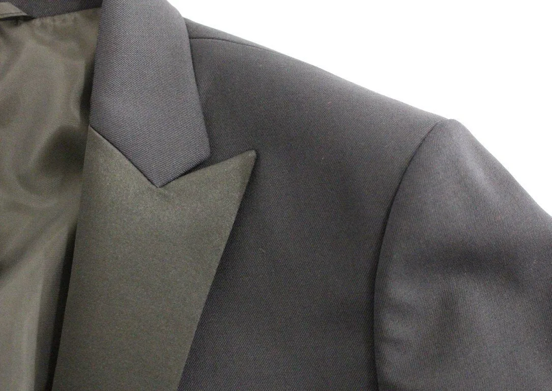 Blue wool two button blazer