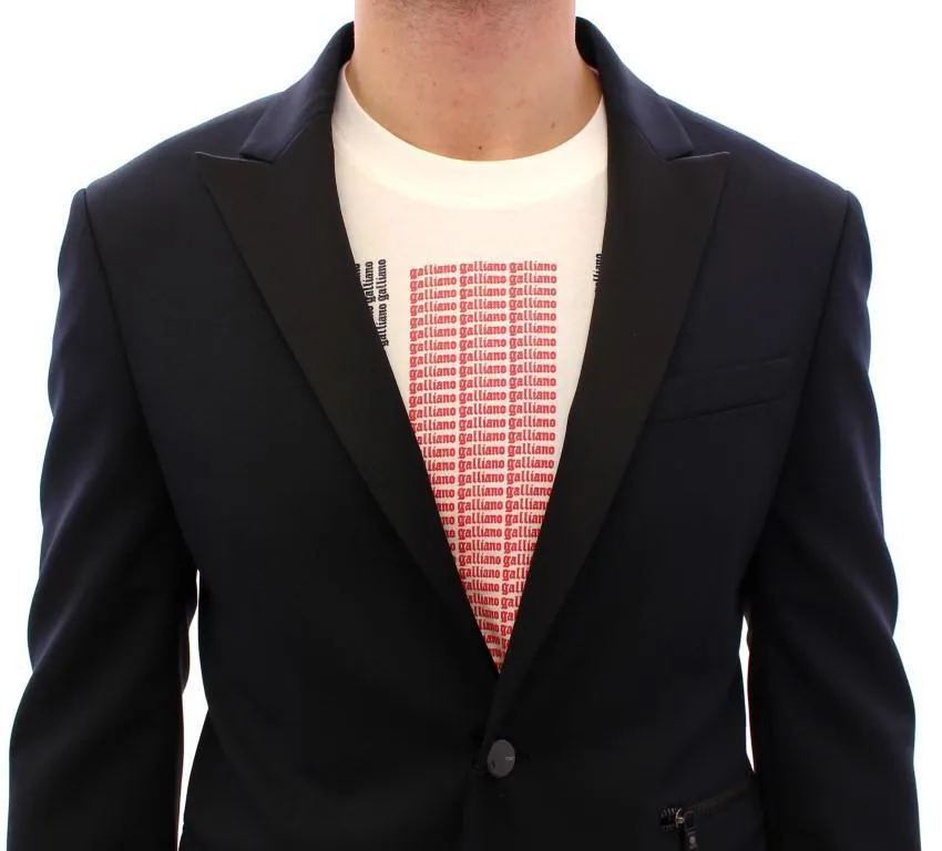 Blue wool two button blazer