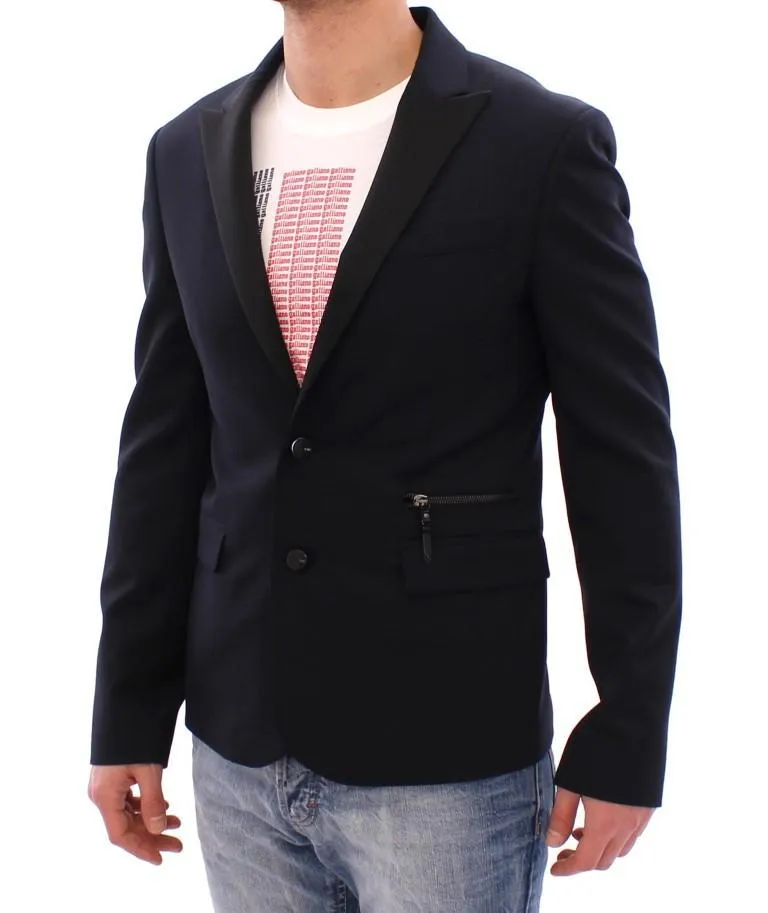 Blue wool two button blazer
