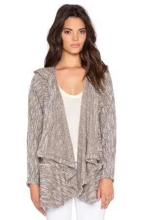 Bobi Boucle Hooded Open Front Cardigan | Tan | Sale
