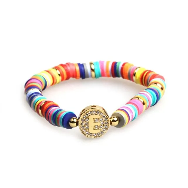 Boho Letter Rainbow Charm Bracelet