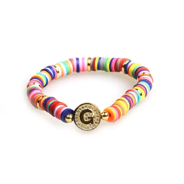 Boho Letter Rainbow Charm Bracelet
