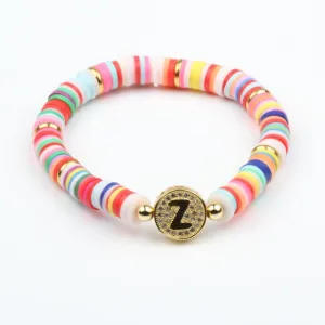 Boho Letter Rainbow Charm Bracelet