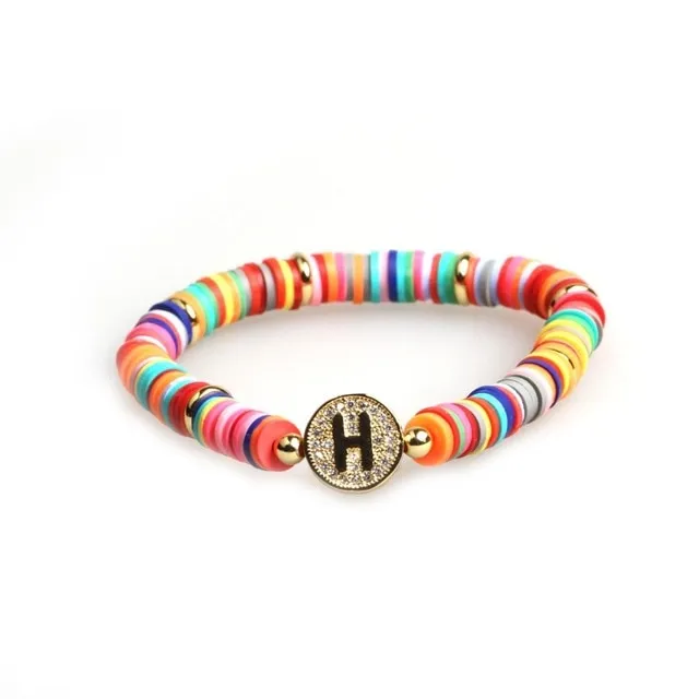 Boho Letter Rainbow Charm Bracelet