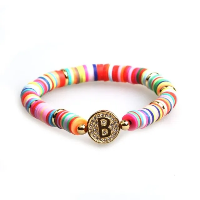 Boho Letter Rainbow Charm Bracelet