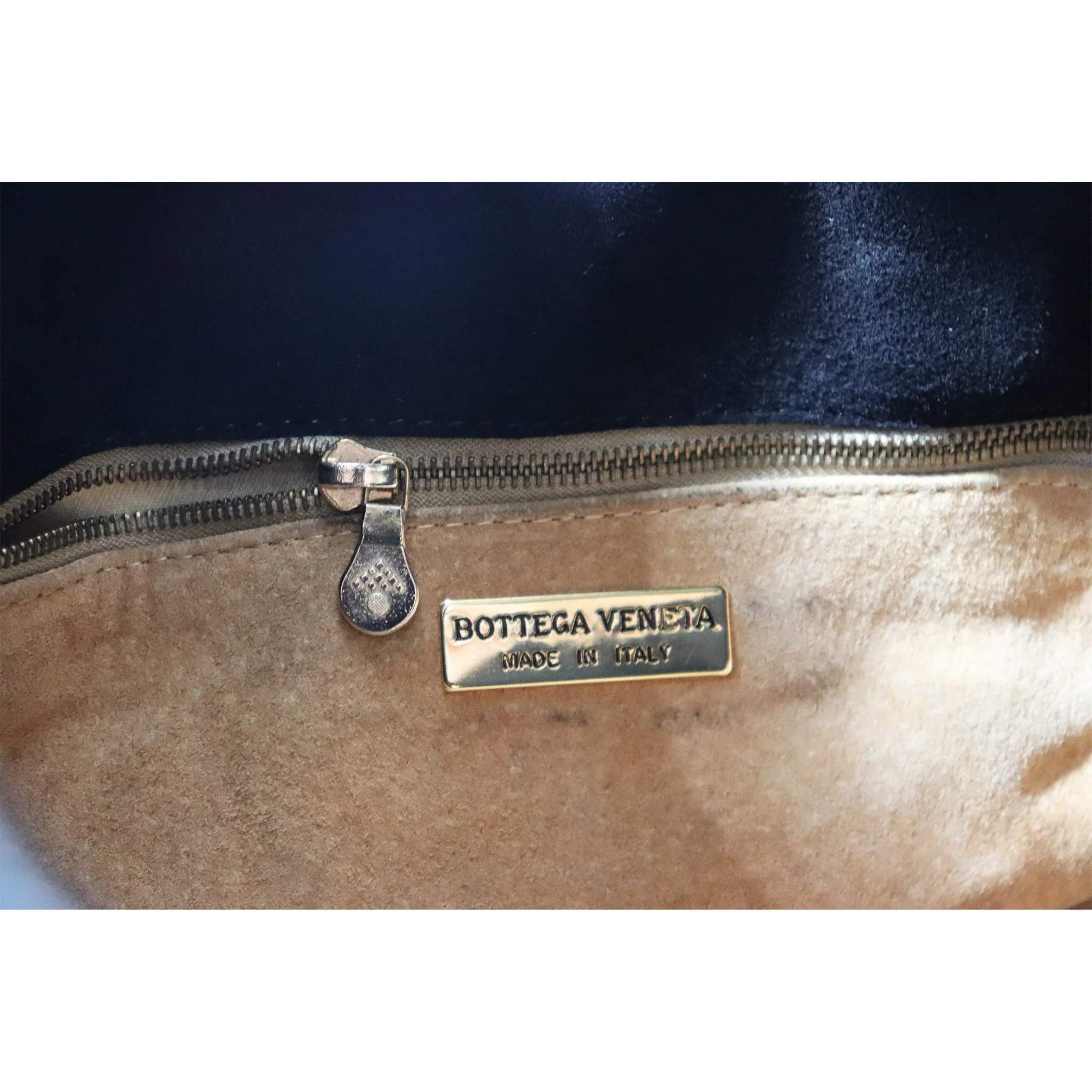 Bottega Veneta Black Classic Woven Drawstring Bag