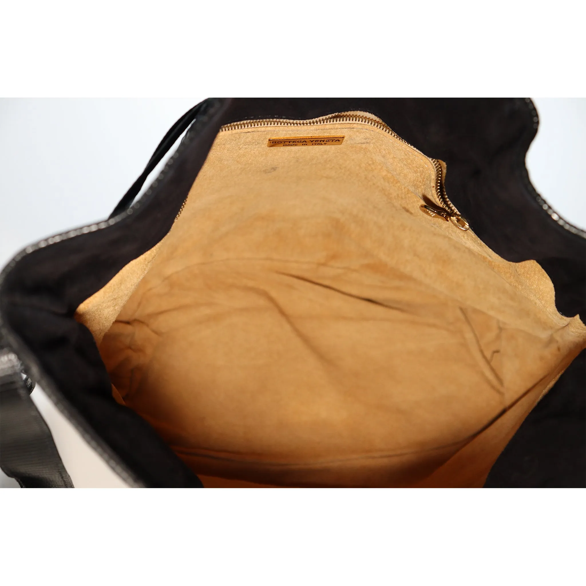 Bottega Veneta Black Classic Woven Drawstring Bag