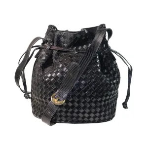 Bottega Veneta Black Classic Woven Drawstring Bag