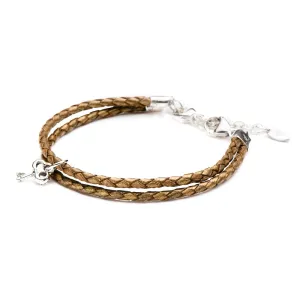 Bracelet Leather Braided - Bronze, M (7-8.5inch/18-22cm)
