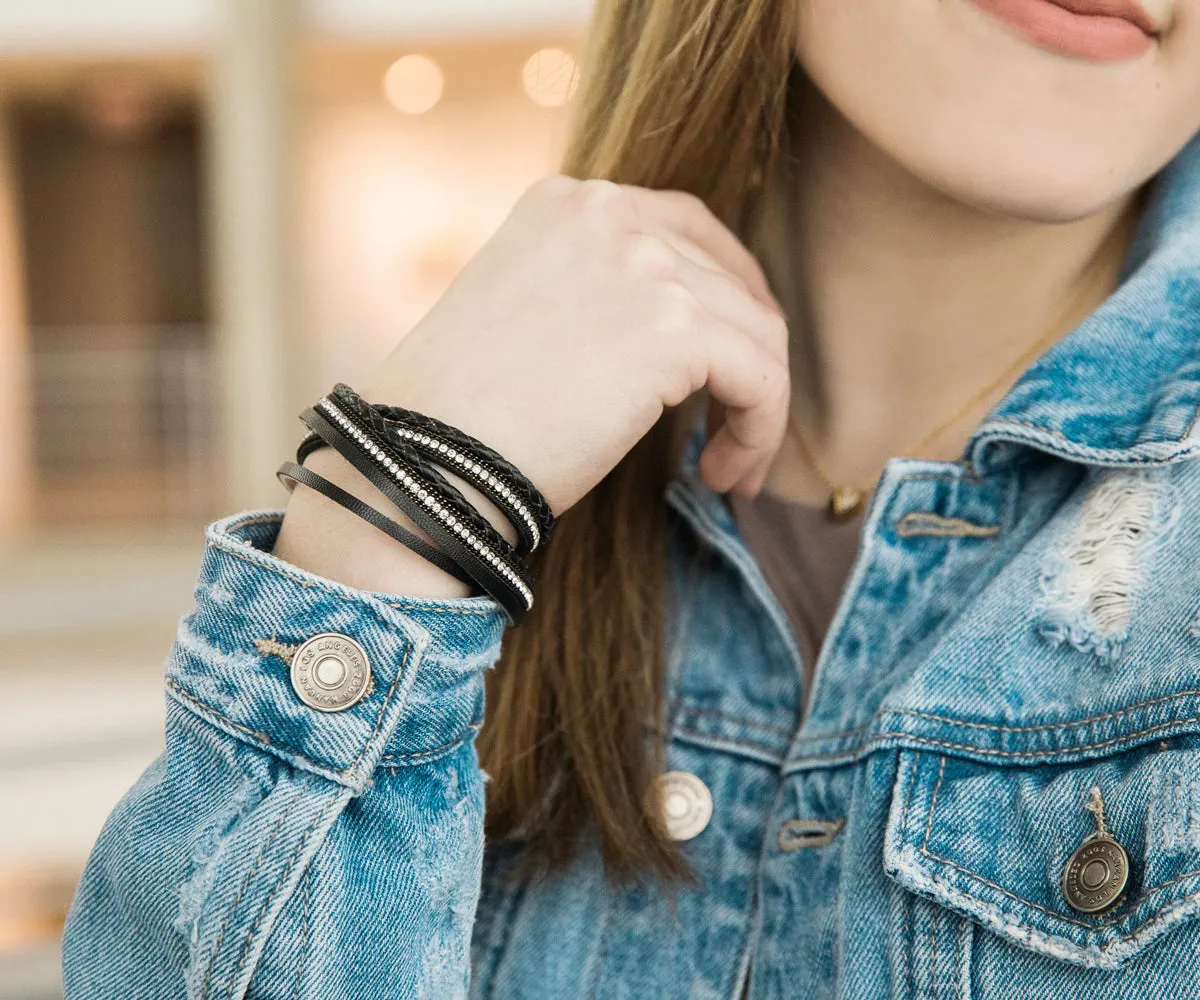 Braided Black Sparkly Bracelet