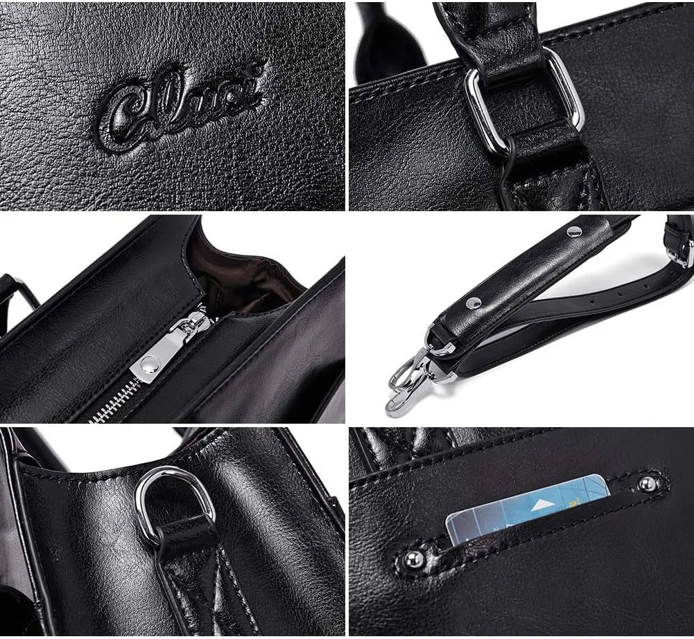 Briefcase for Women Oil Wax Leather Vintage 15.6 Inch Laptop Business Shoulder Bag
