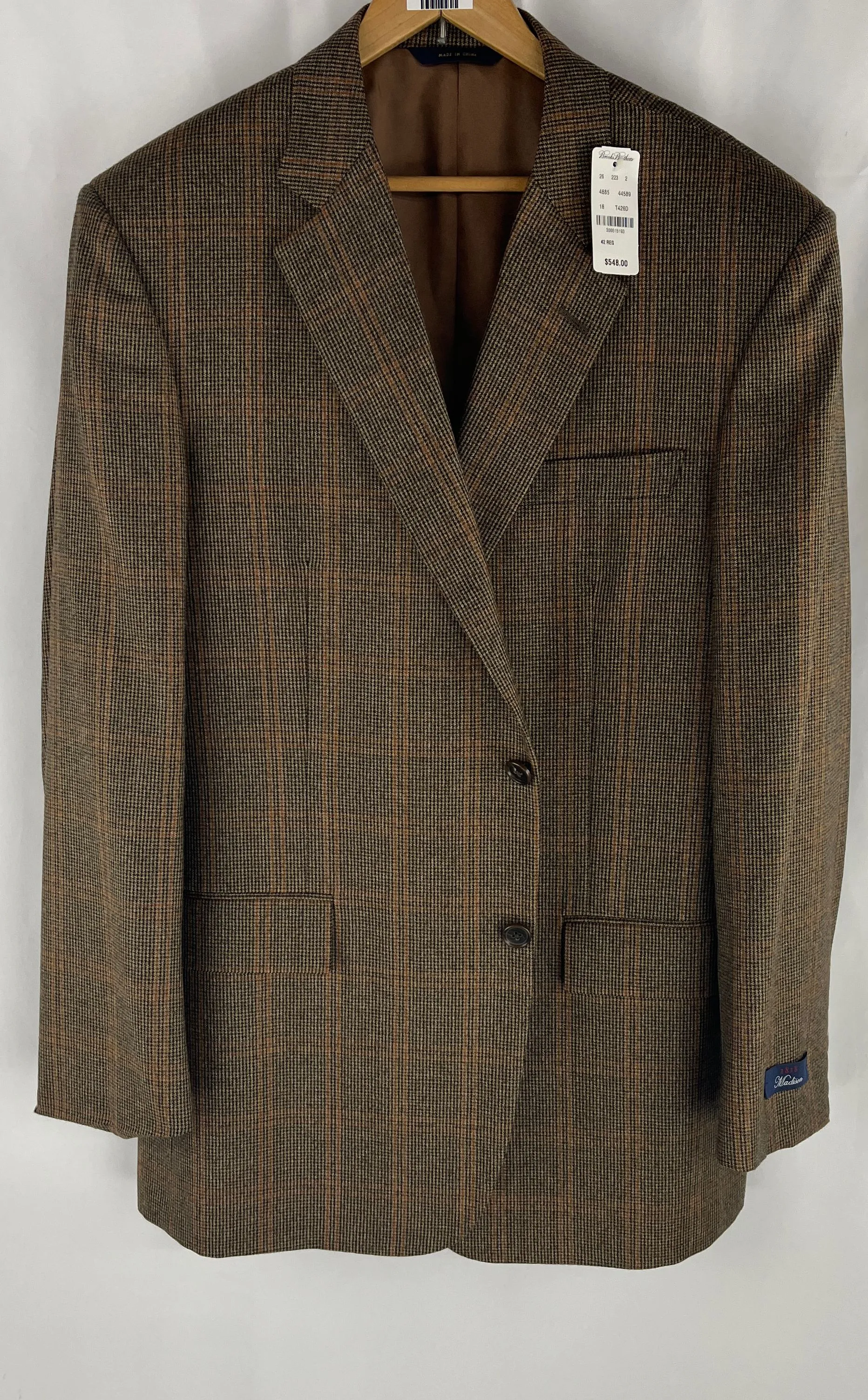 Brook's Brothers Brown/Plaid Sport Coat - Size Men's Medium