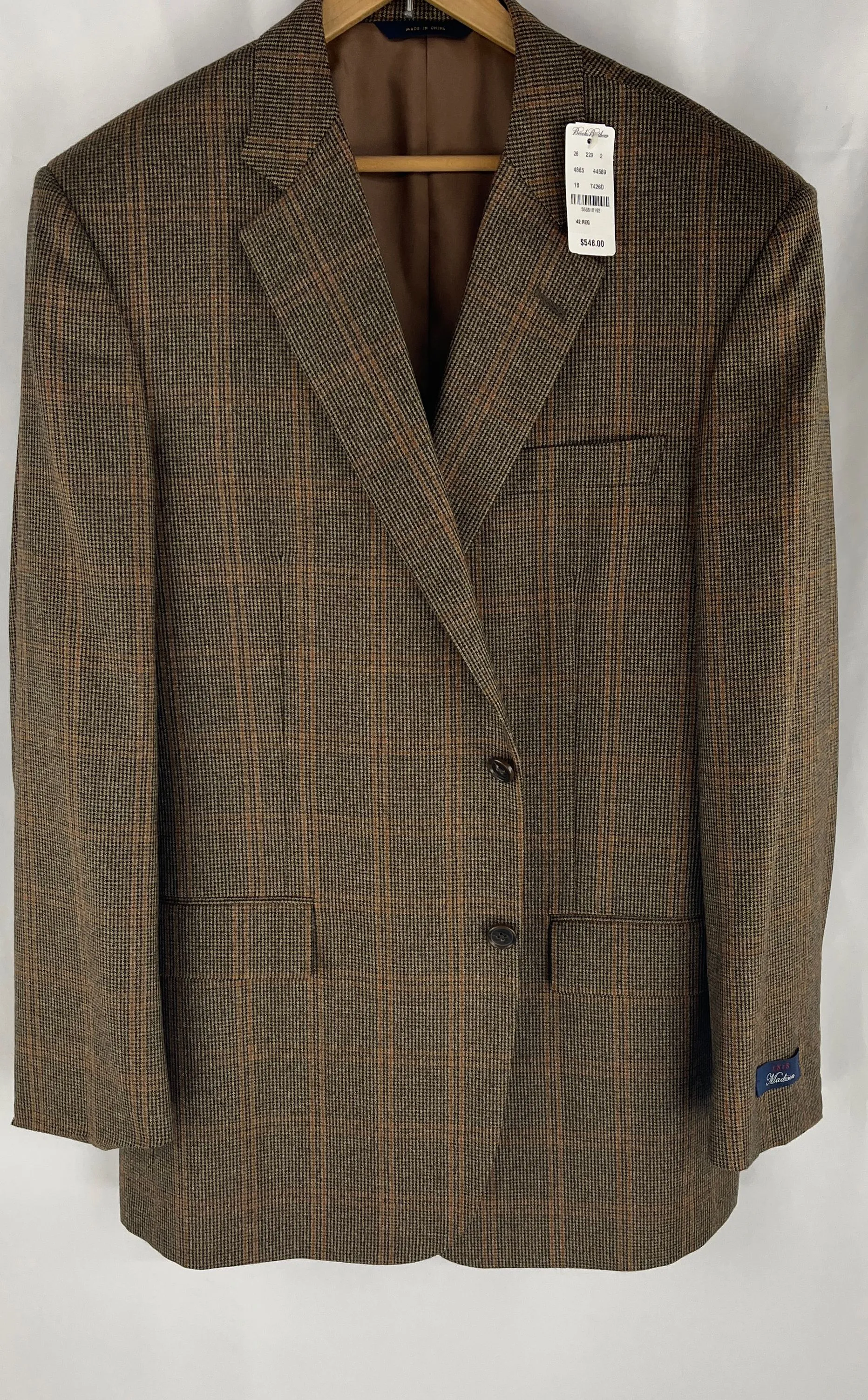 Brook's Brothers Brown/Plaid Sport Coat - Size Men's Medium