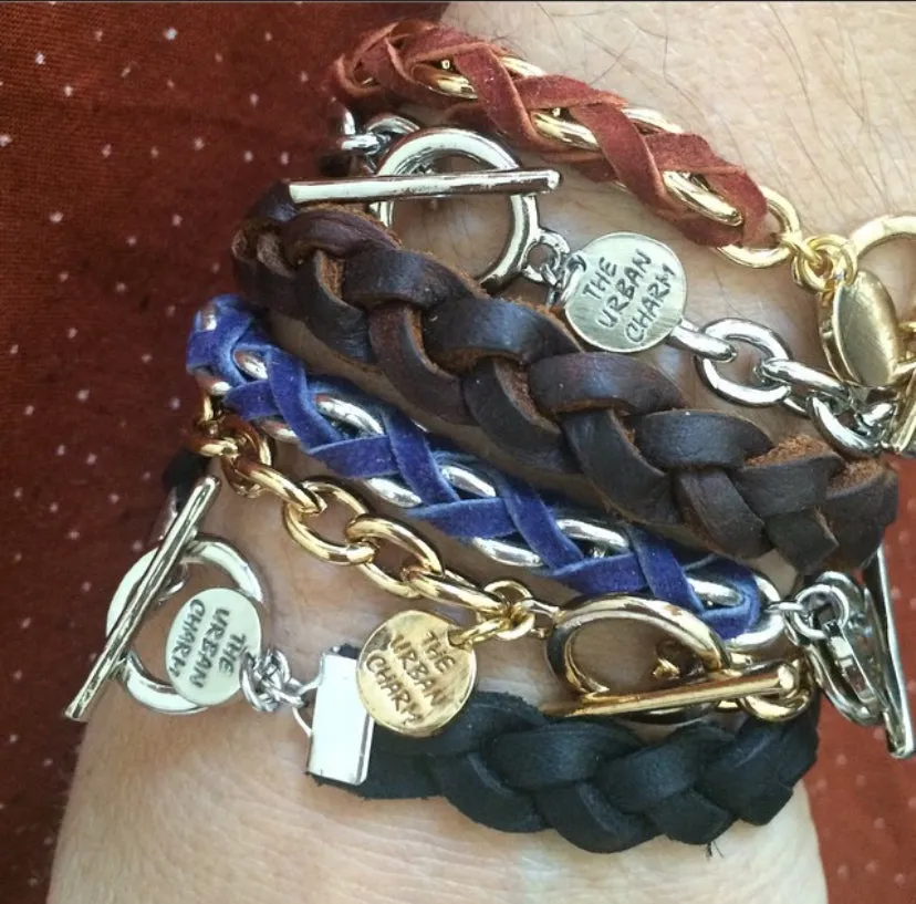 Brown Braided Wrap GenuineLeather Bracelet