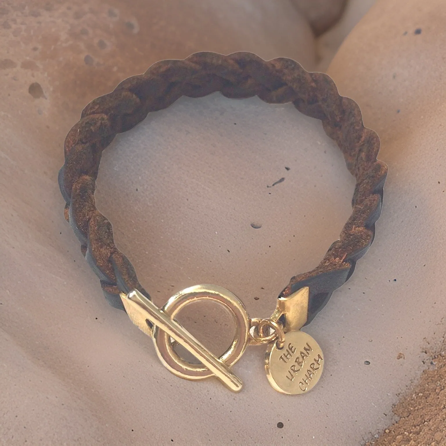 Brown Braided Wrap GenuineLeather Bracelet