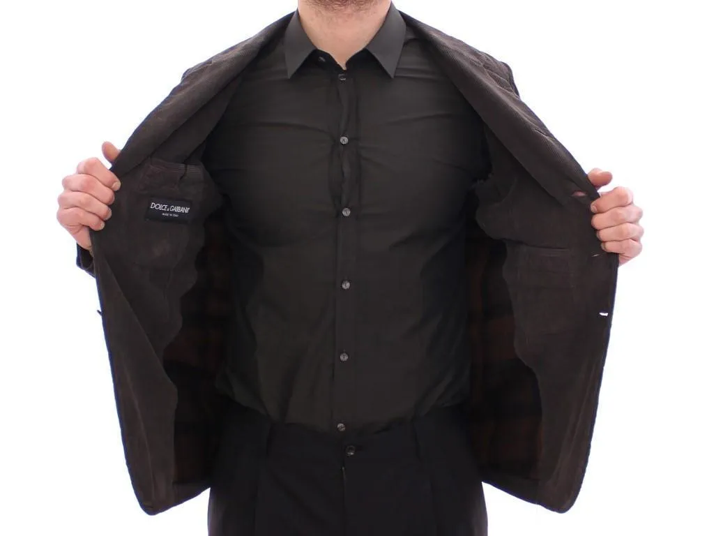 Brown three button slim fit blazer
