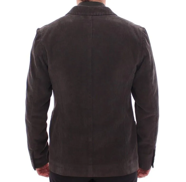 Brown three button slim fit blazer