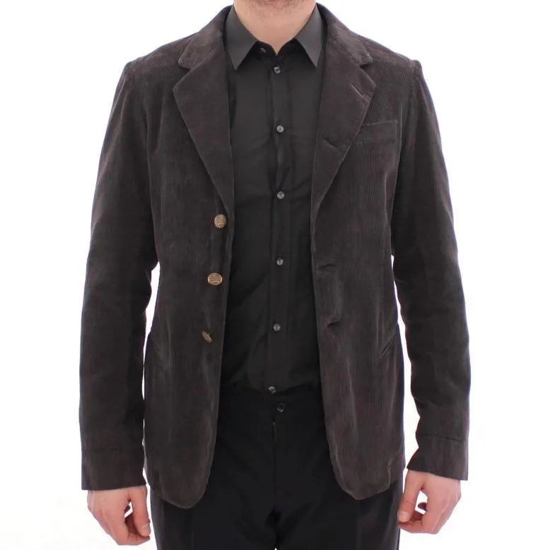Brown three button slim fit blazer