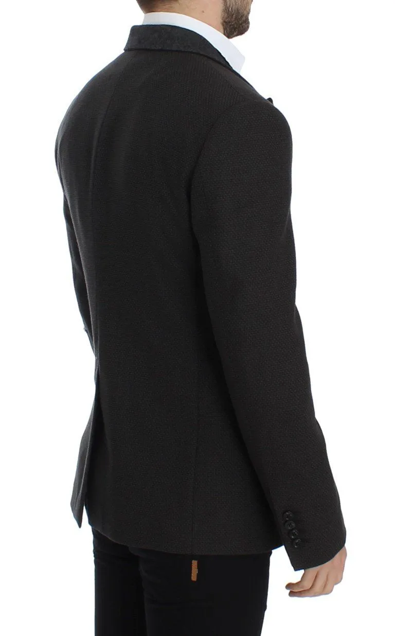 Brown wool slim fit blazer