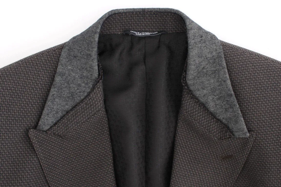 Brown wool slim fit blazer
