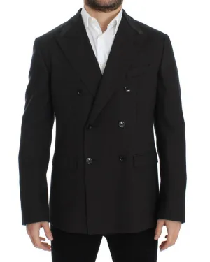 Brown wool slim fit blazer