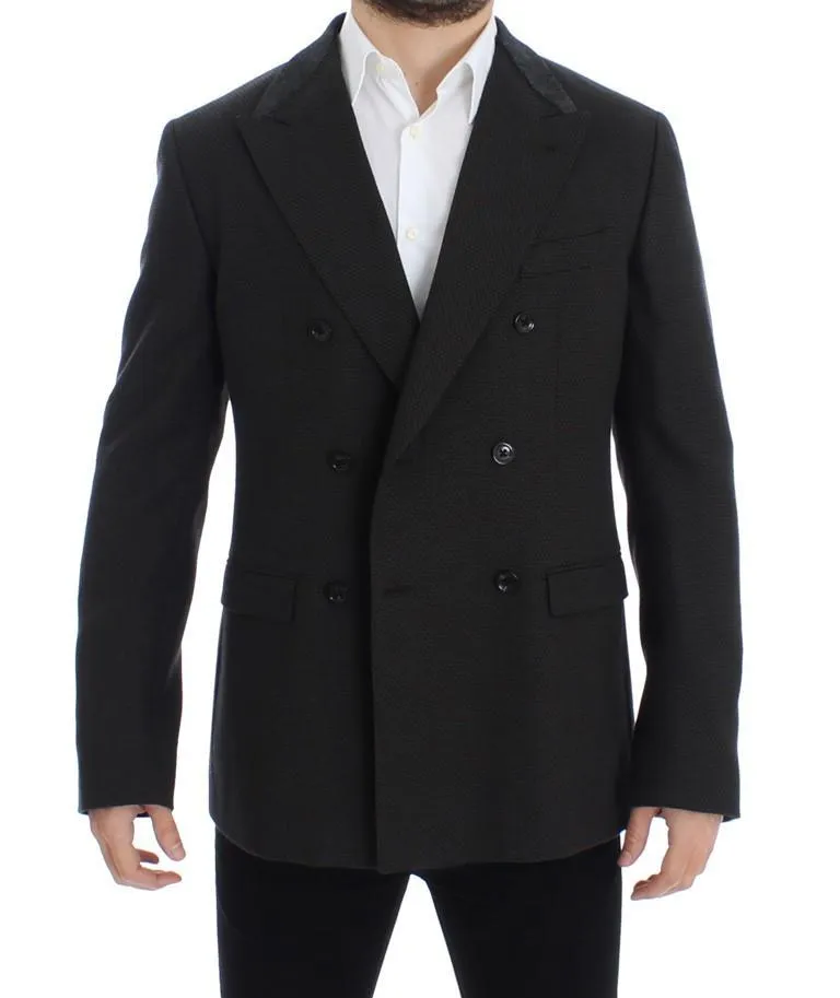 Brown wool slim fit blazer