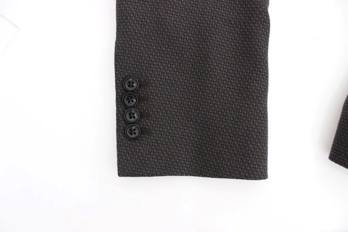 Brown wool slim fit blazer