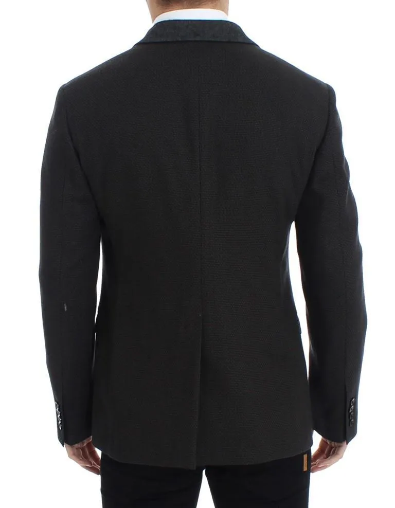 Brown wool slim fit blazer
