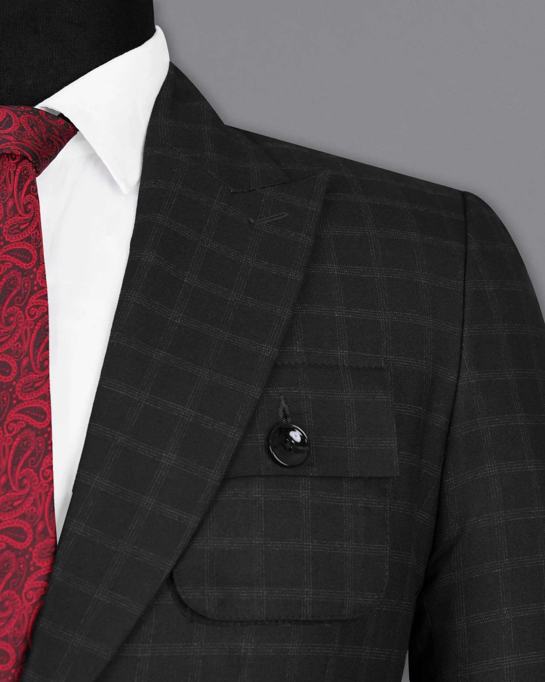 Bunker Black Windowpane Wool Rich Sports Blazer
