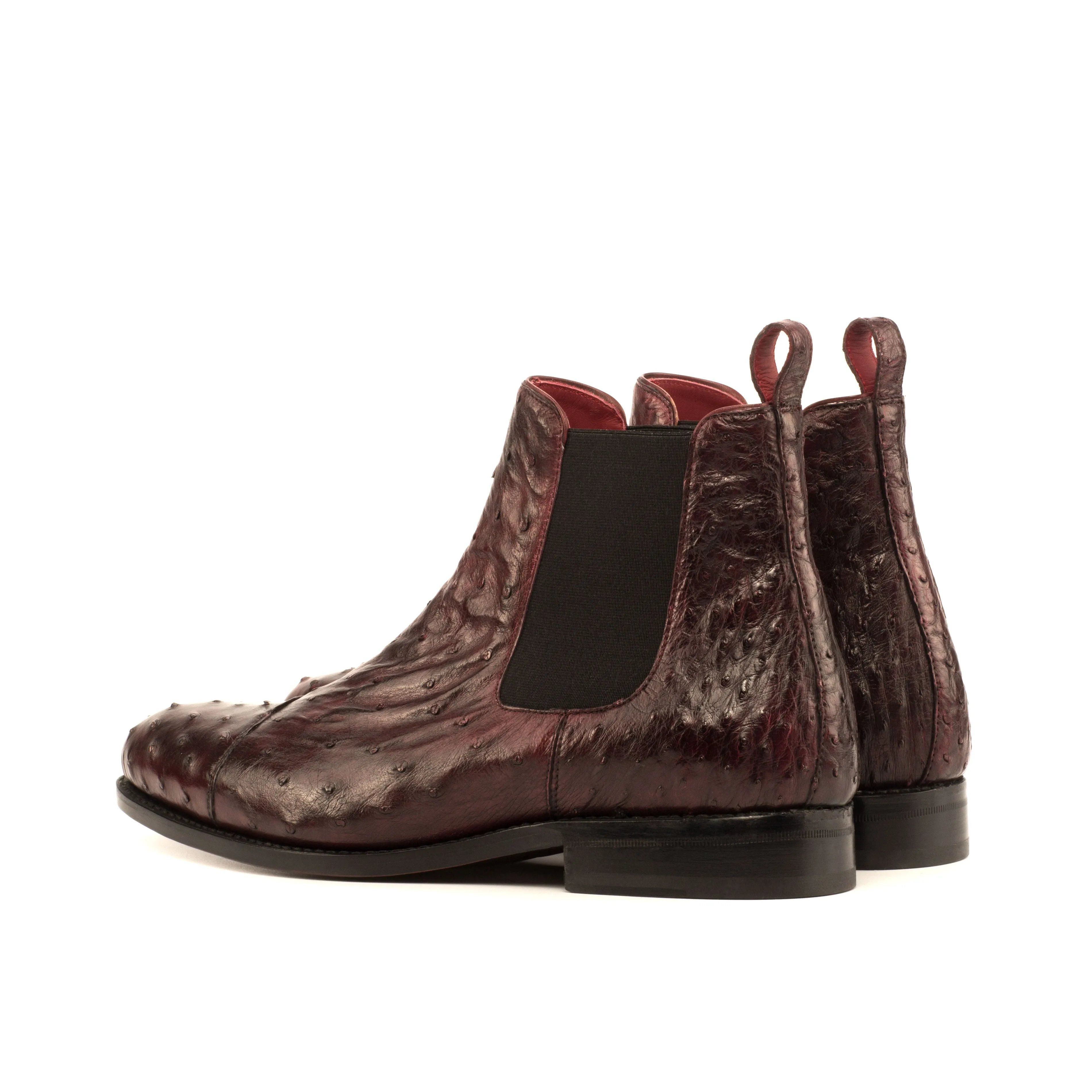Burgundy Ostrich Chelsea Boots