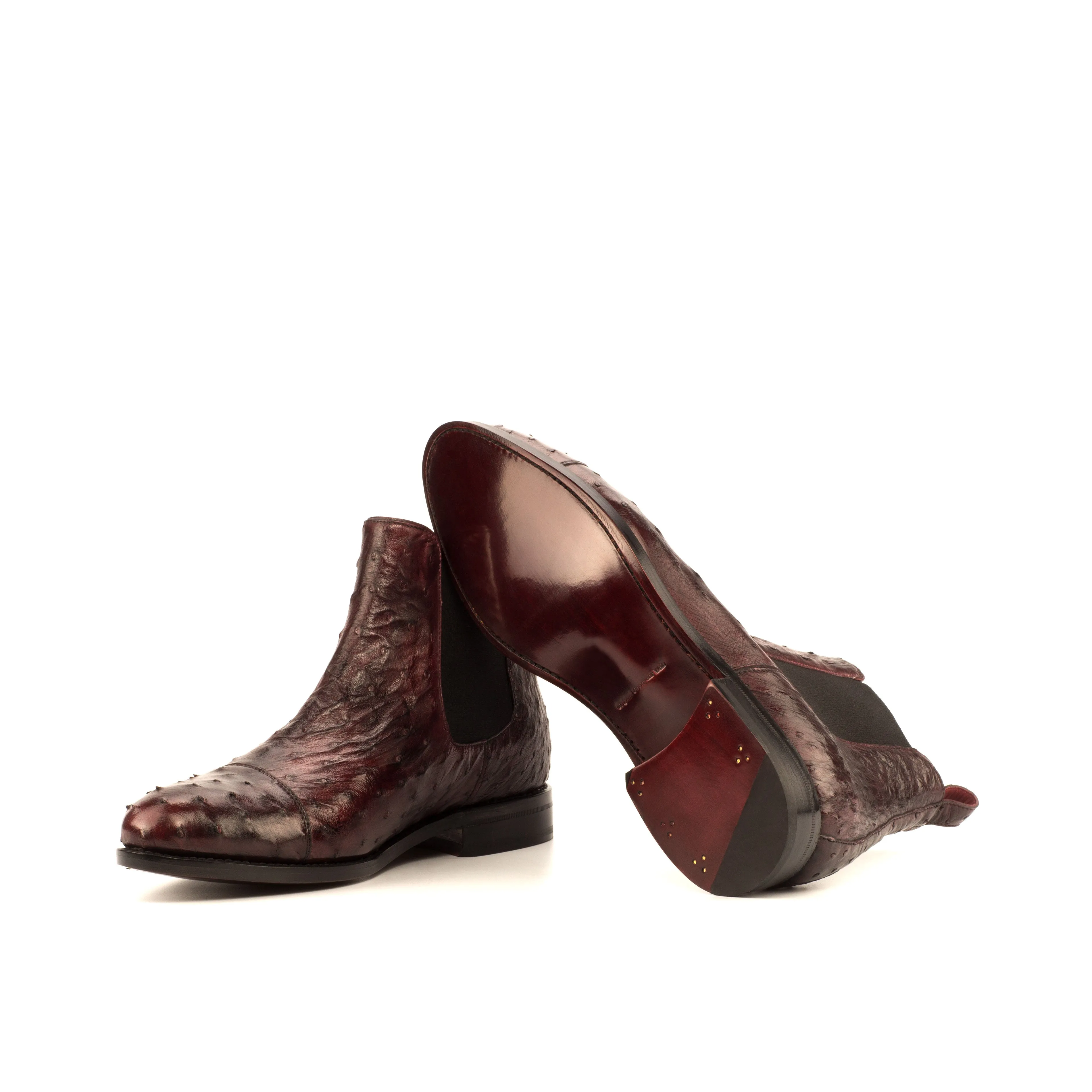 Burgundy Ostrich Chelsea Boots