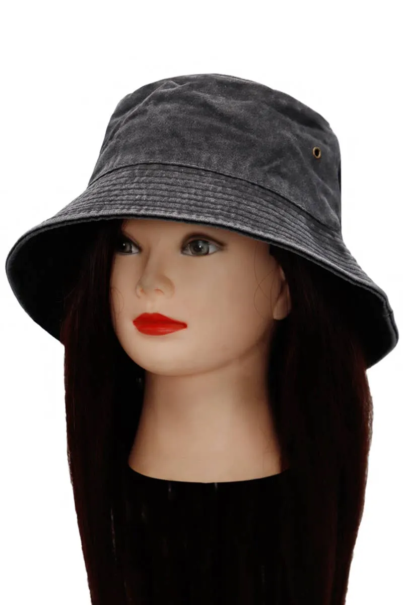 Cap Zone Pigment Stone Washed Twill Cotton Bucket Hat