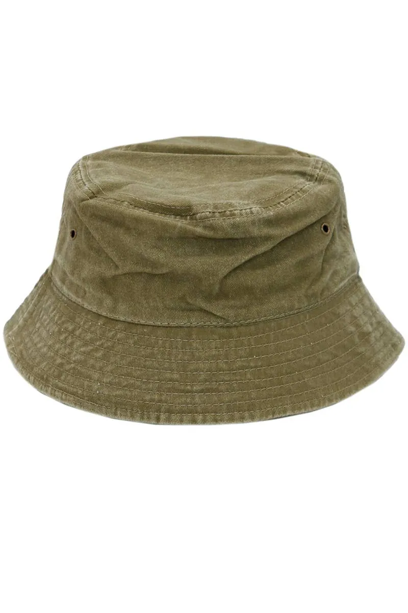 Cap Zone Pigment Stone Washed Twill Cotton Bucket Hat
