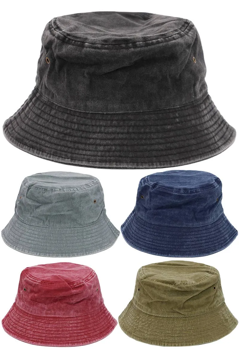 Cap Zone Pigment Stone Washed Twill Cotton Bucket Hat